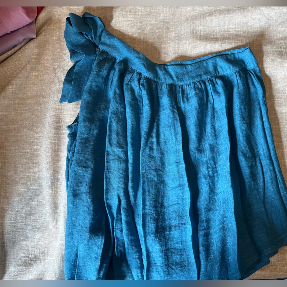Kori Teal Ruffled One shoulder Blouse